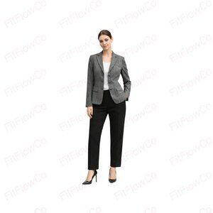 Tahari ASL Gray Plaid Blazer Size 8 Career Office Jacket Stretch tailored